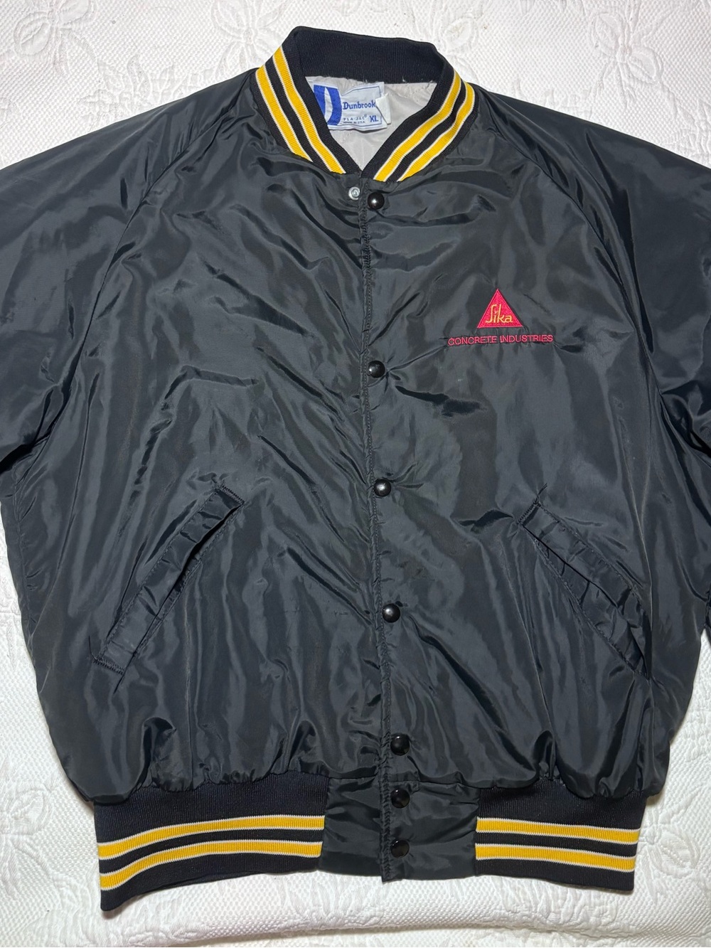 Vintage 90’s Dunbrooke Black Satin Bomber Jacket!